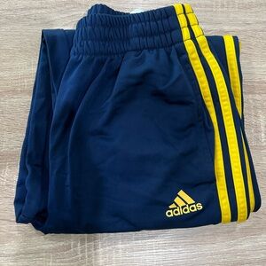 Adidas Navy Blue Track Pants with Yellow Stripes